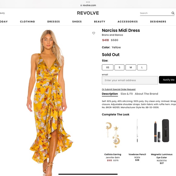 Bronx and Banco Yellow Narciss Dress - Picture 1 of 4